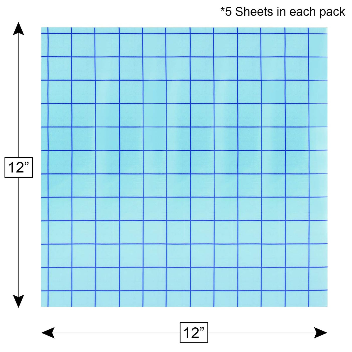 12"x12" Vinyl Transfer Tape Sheets - 5pk Clear w/Blue Gridlines