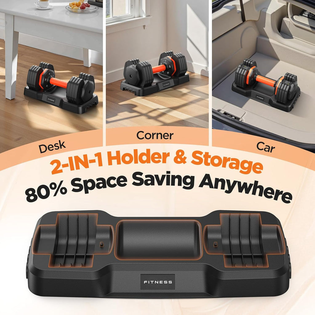 2026 FDB2 Updated Adjustable Dumbbell Set of 2, 5-in-1/10-in-1 Weights Dumbbell Set with Storage Box, 25lbs/55lbs