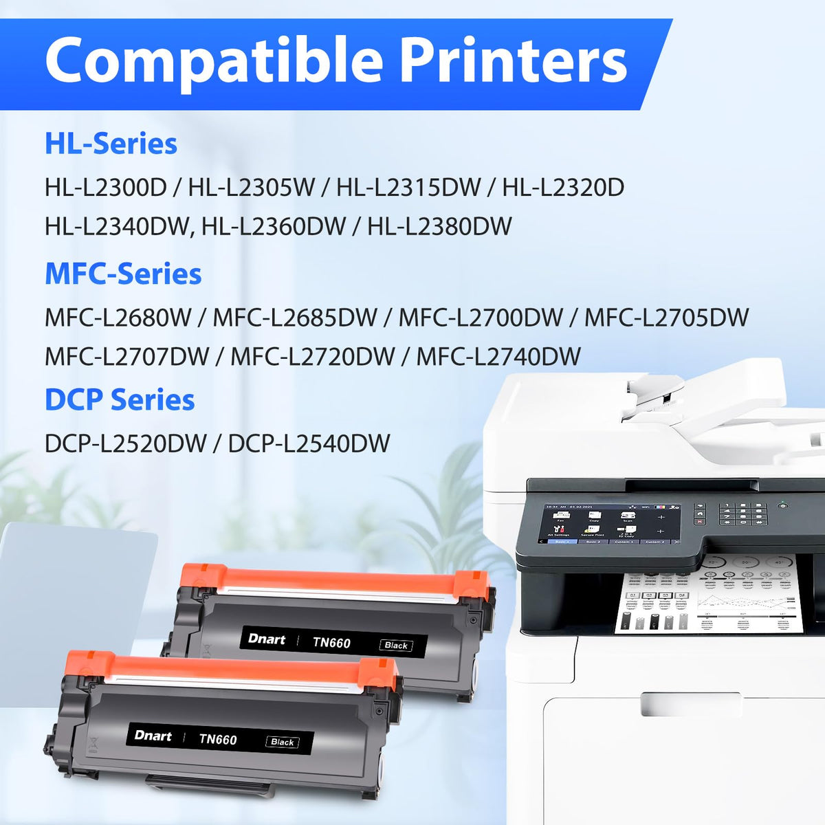 Compatible Toner Cartridge Replacement for Brother TN660, 2 Black