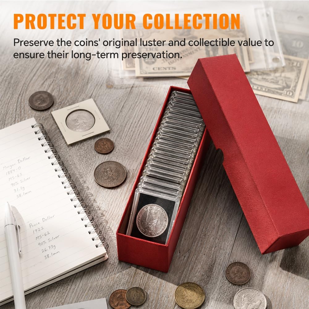 10 PCS Coin Storage Boxs 2x2inch Coin Flip Holder for Collecting Supplies Holders Commemorative Collection Boxs |