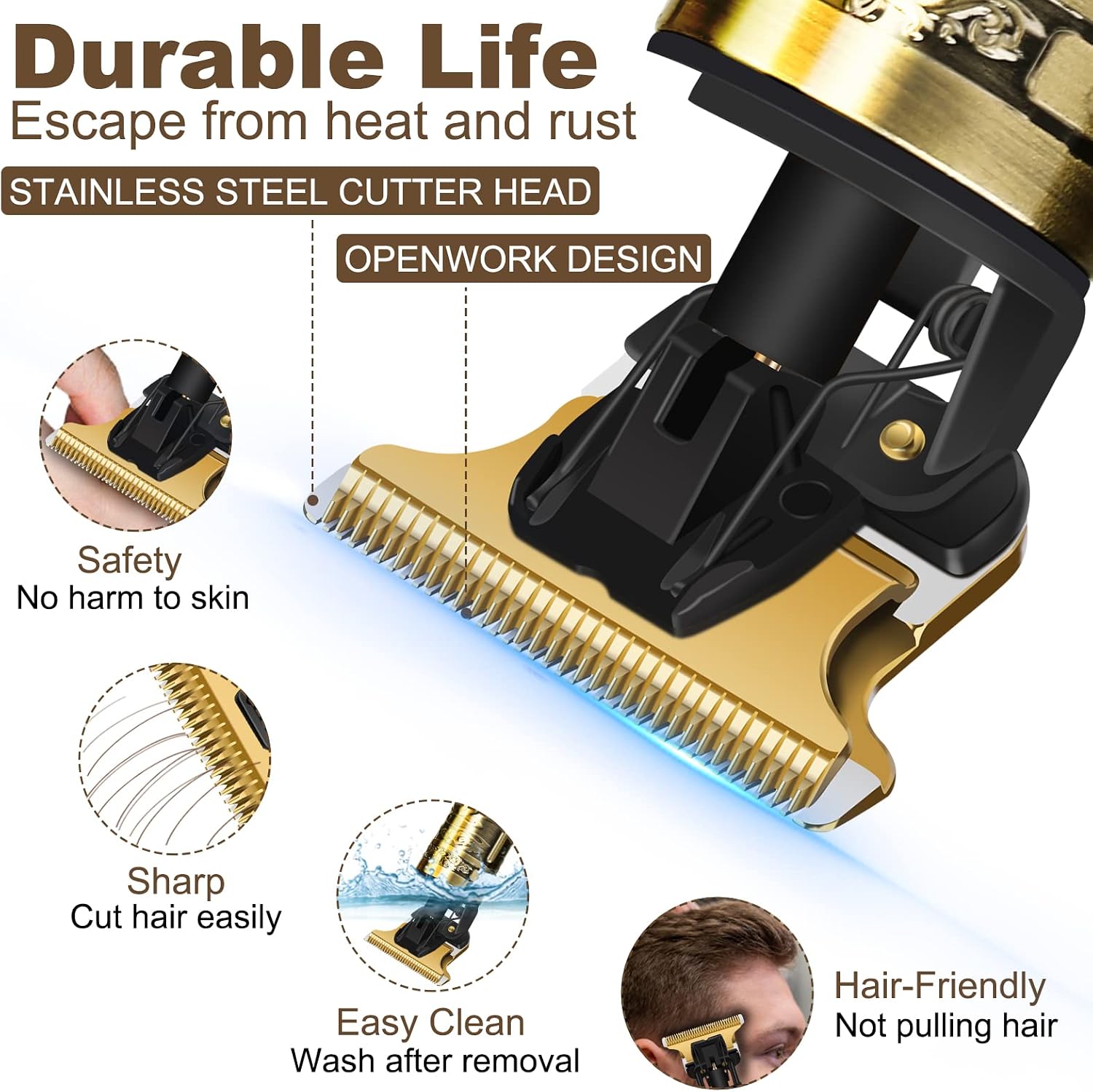 Professional Hair Trimmer for Men, Cordless Rechargeable Beard Trimmer Hair Clippers for Men, Metal Body Cutting