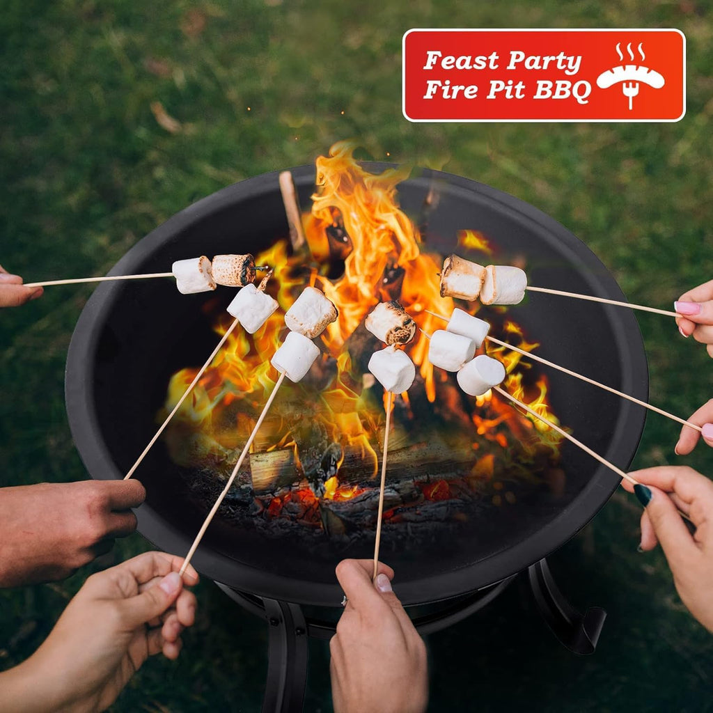 22 inch Fire Pit for Outside Outdoor Wood Burning Small Bonfire Pit Steel Firepit Bowl for Patio Camping Backyard
