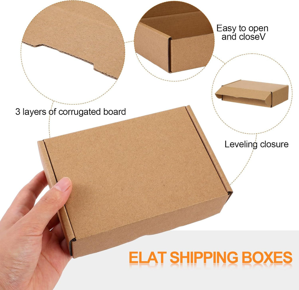 100 Pcs 5.91 x 3.94 x 1.57 Inches Shipping Boxes Cardboard Gift Corrugated Cardboard Brown Boxes Mailer Packaging for