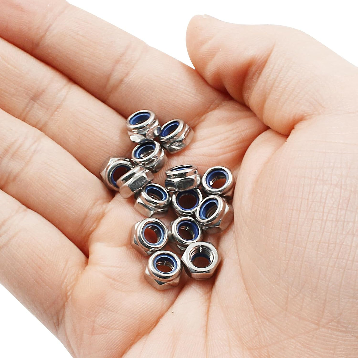 Hordion 50Pcs M5-0.8mm Nylon Lock Nut, Stainless Steel Nylon Insert Locknut