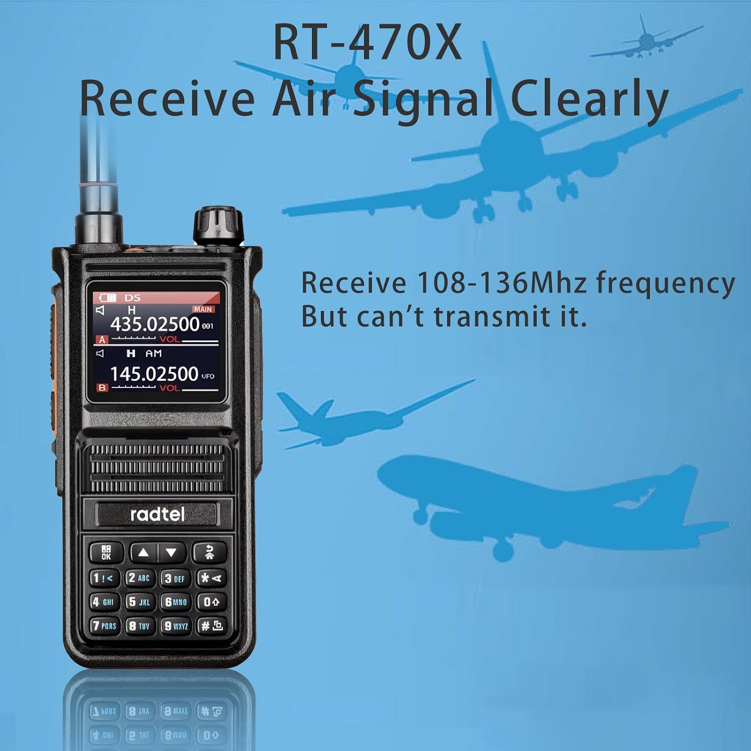 RT-470X Multi-Band Ham Radio 256CH Aviation Air Band Radio NOAA Marine Walkie Talkies Long Range Handheld Transceiver