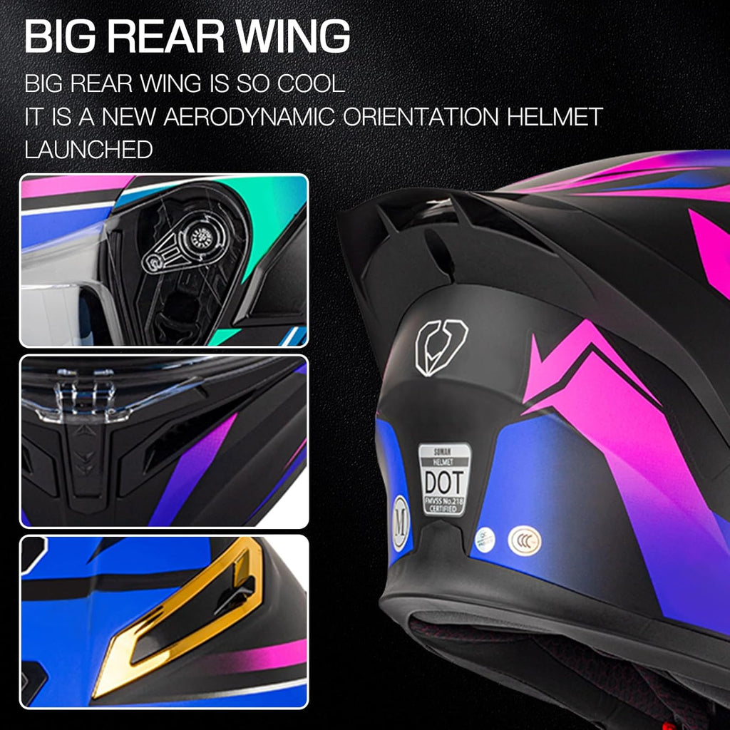 Bluetooth Modular Motorcycle Helmet DOT Certified Flip Up Full Face Integrated Anti-Fog Dual Mask Helmet Street