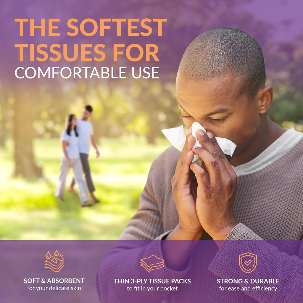 Ultra-Soft 3-Ply Pocket Tissues,Portable,Strong & Absorbent,8 x 10 Ct