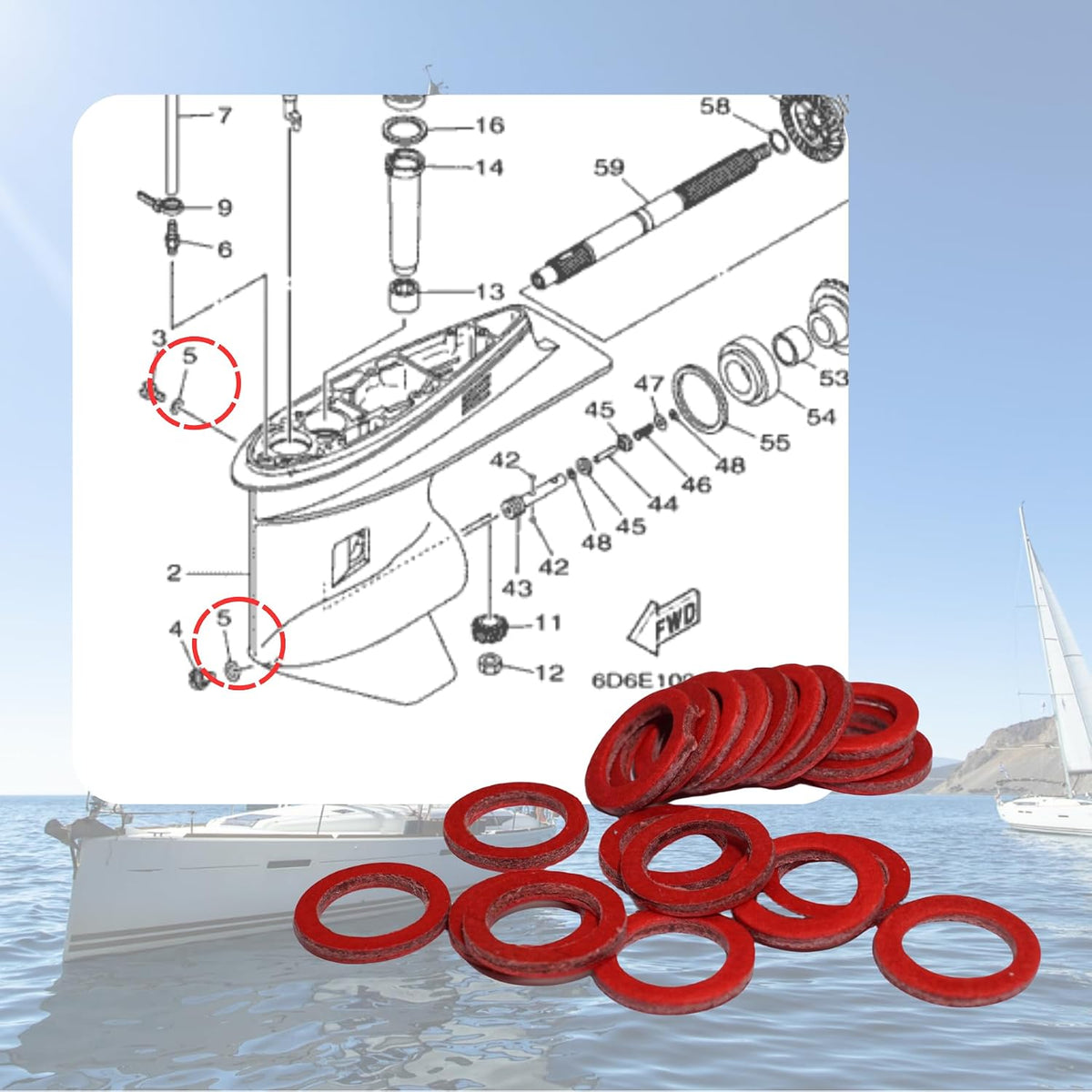 90430-08003-00 Outboard Lower Unit Drain Plug Gasket for Yamaha
