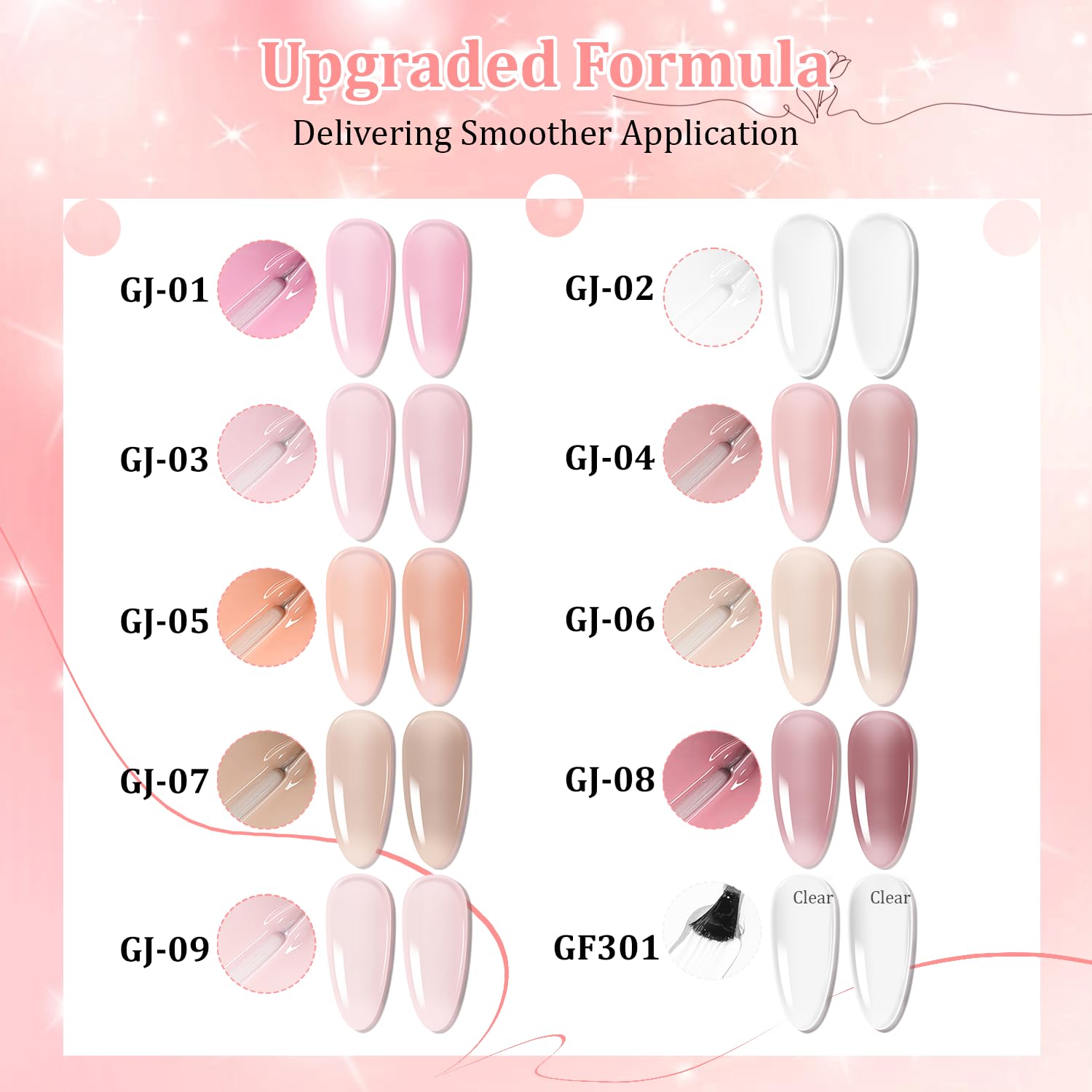 10 Colors Builder Nail Gel Polish Set with Base Coat and Top Coat No Wiping for Nails Strengthener Hard Nail