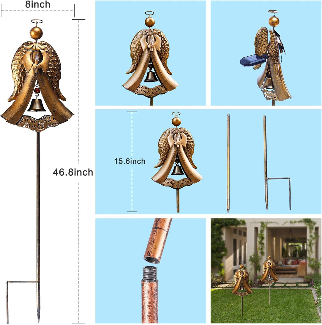 Solar Metal Angel Stake Grave Decorations for Cemetery Perfect as Angel Remembrance & Sympathy cemetary Grave