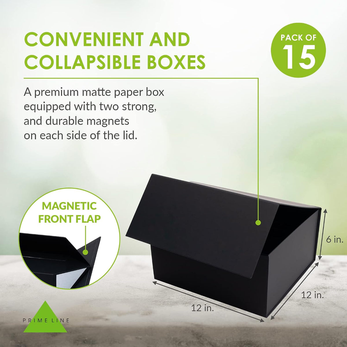 Black Magnetic Gift Box, 12x12x6 Inch, 15 Pack