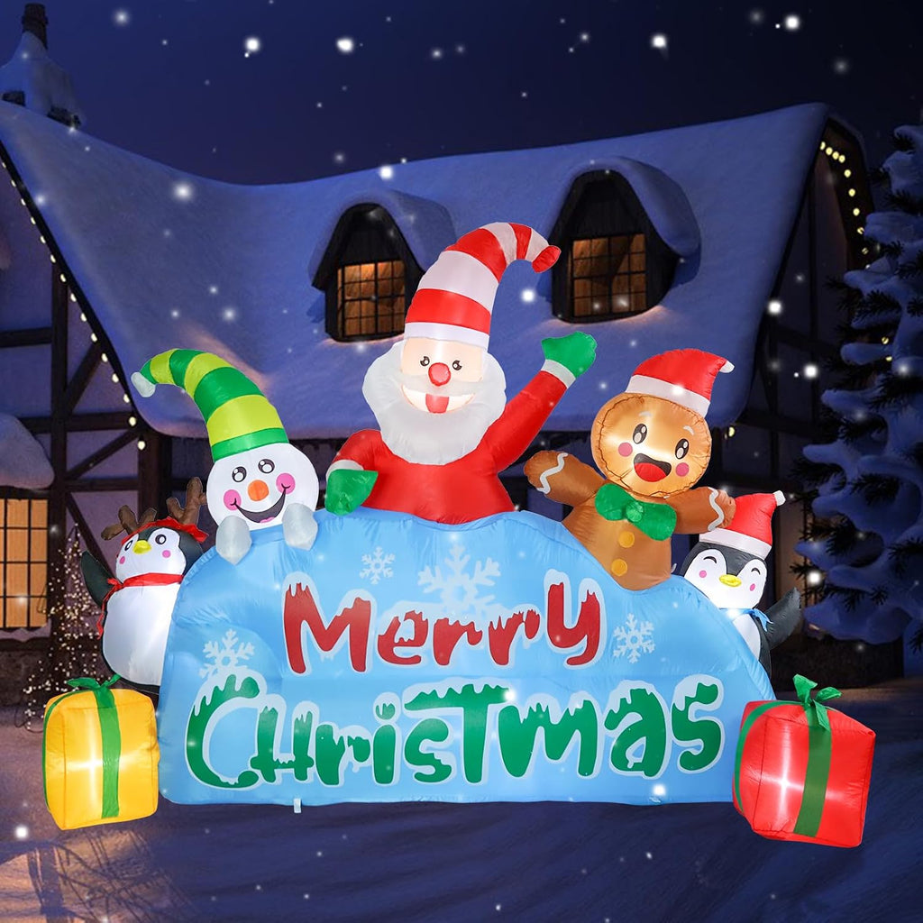8.53 FT Christmas Inflatable Outdoor Holiday Celebrate Decor | Waterproof Material, Christmas Blow Up, Built-in LED