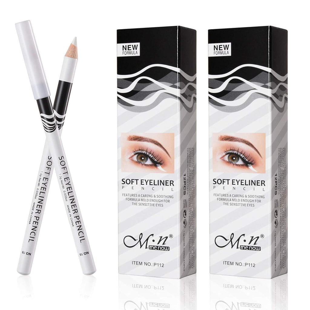 24pcs White Eyeliner Pencils, Long-Lasting White Highlighter