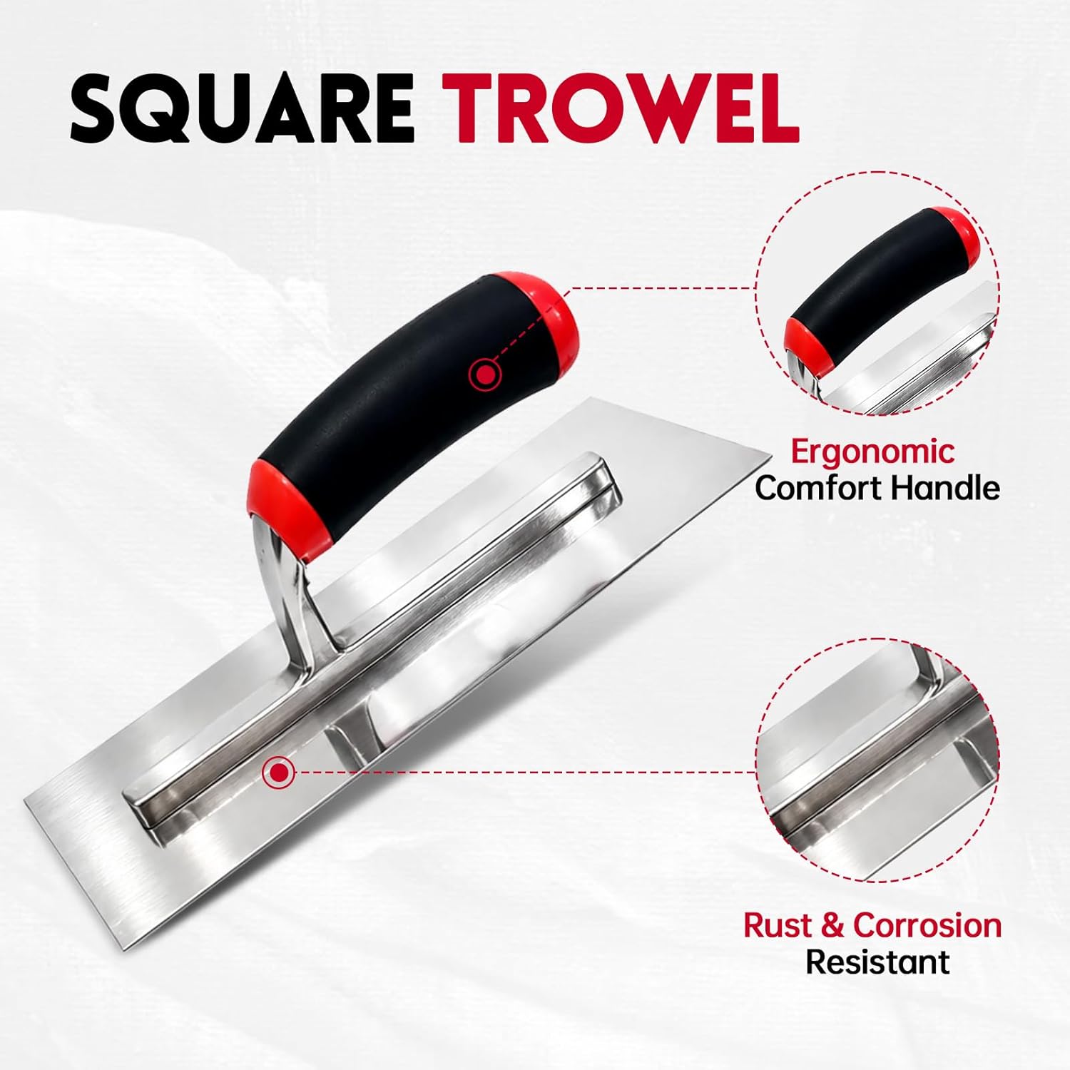 3-Pack Stainless Concrete Finishing Trowel set, Edger & Groover | 3-piece concrete trowel set, 11"x4" finishing