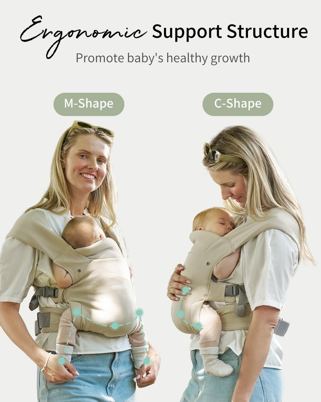 Baby Carrier, Cozy Newborn Carrier, Ergonomic Baby Wraps Carrier Newborn to Toddler with Head Support, Cream