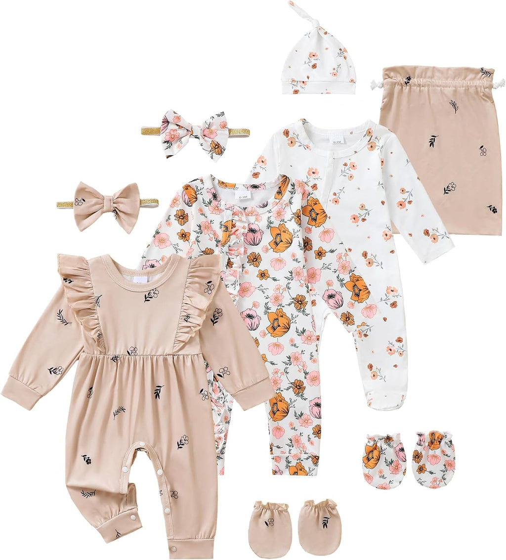 Newborn Girl Clothes 11-Pieces Fall Baby Coming Home Outfits