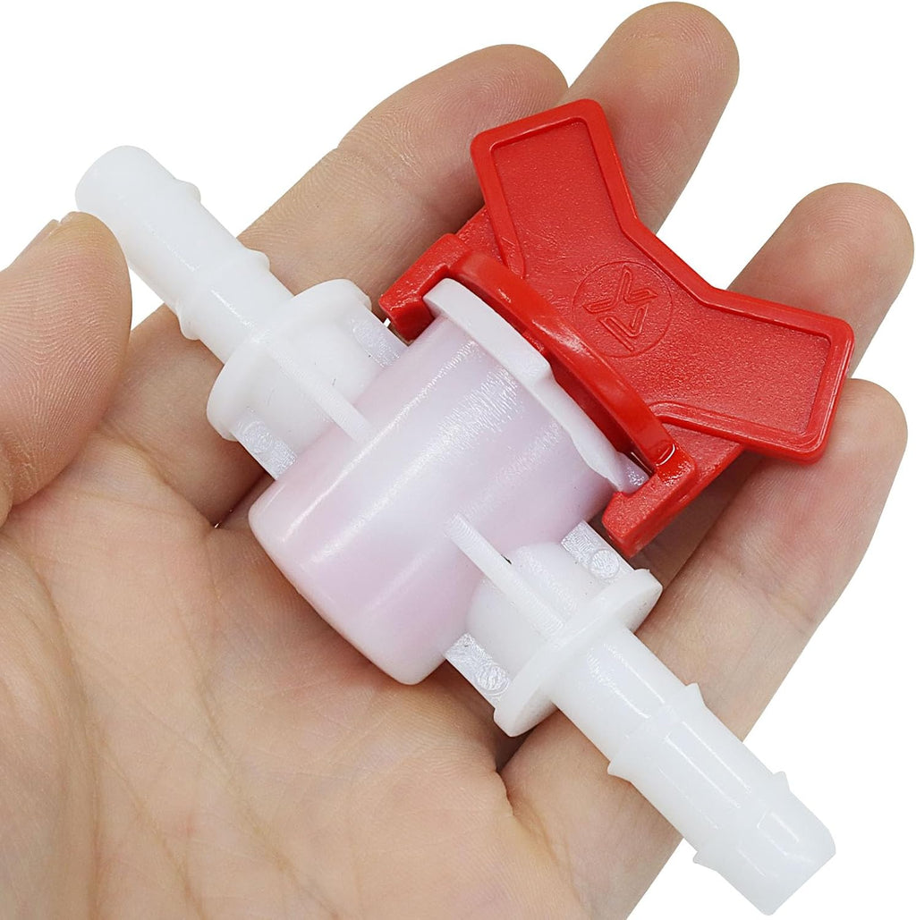2PCS 3/8" ID in Line Hose Barbed Ball Valve Shut-Off Switch, White