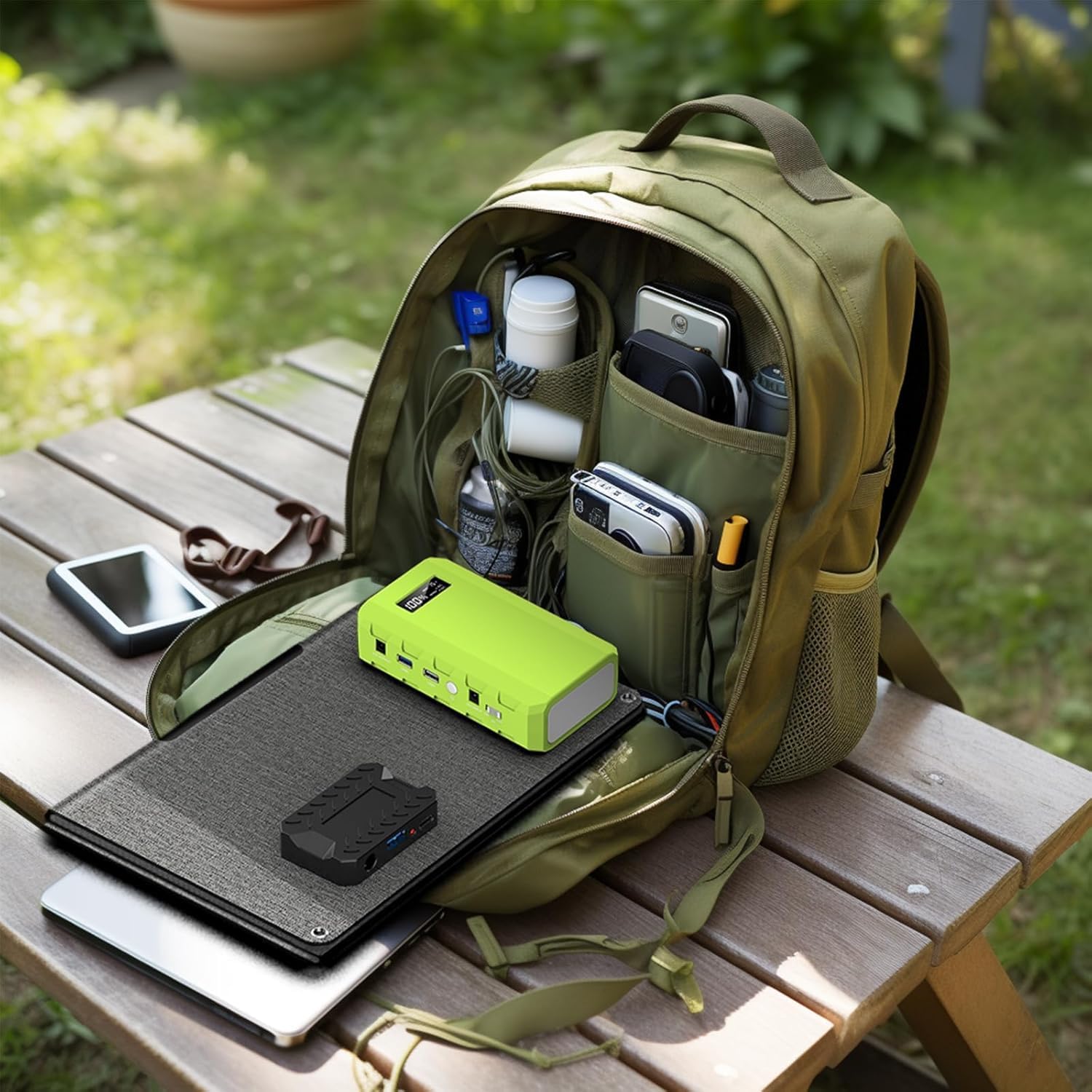 24000mAh Portable Power Station with Panels Included 30W | Powkey 86Wh Solar Generator with AC Outlet 120V, Lithium