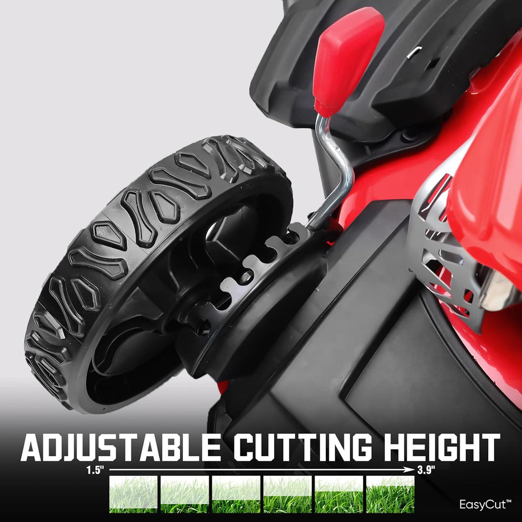 EasyCut 18-Inch Gas Lawn Mower, 144cc 4-Stroke OHV Engine, Push Walk-Behind, 3-in-1 Mulch/Bag/Side Discharge, Steel