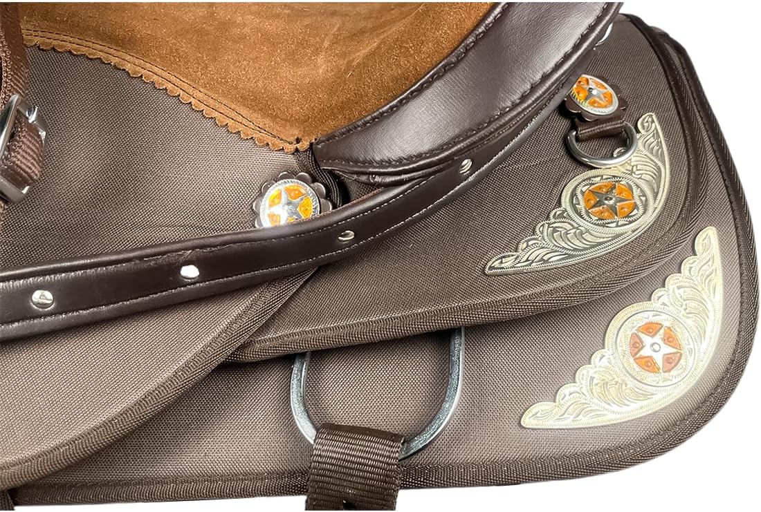Western Horse Saddle Combo Kit Brown Synthetic Nylon English Riding Horse Saddle Tack Set for Horse Equestrian Horse