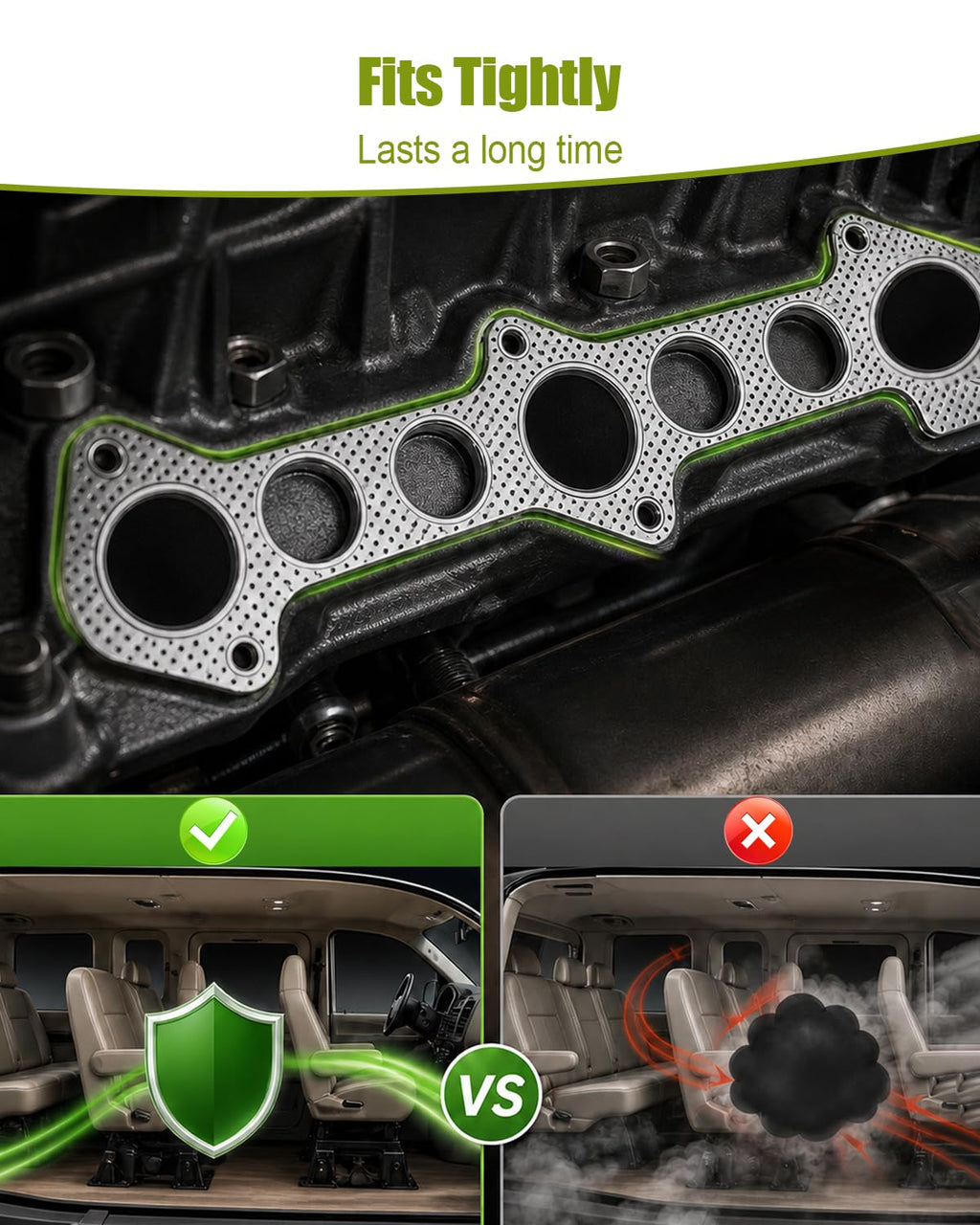 Exhaust Manifold Gasket Set Fit for Ford Replace MS19312 EEF79180 MS96833