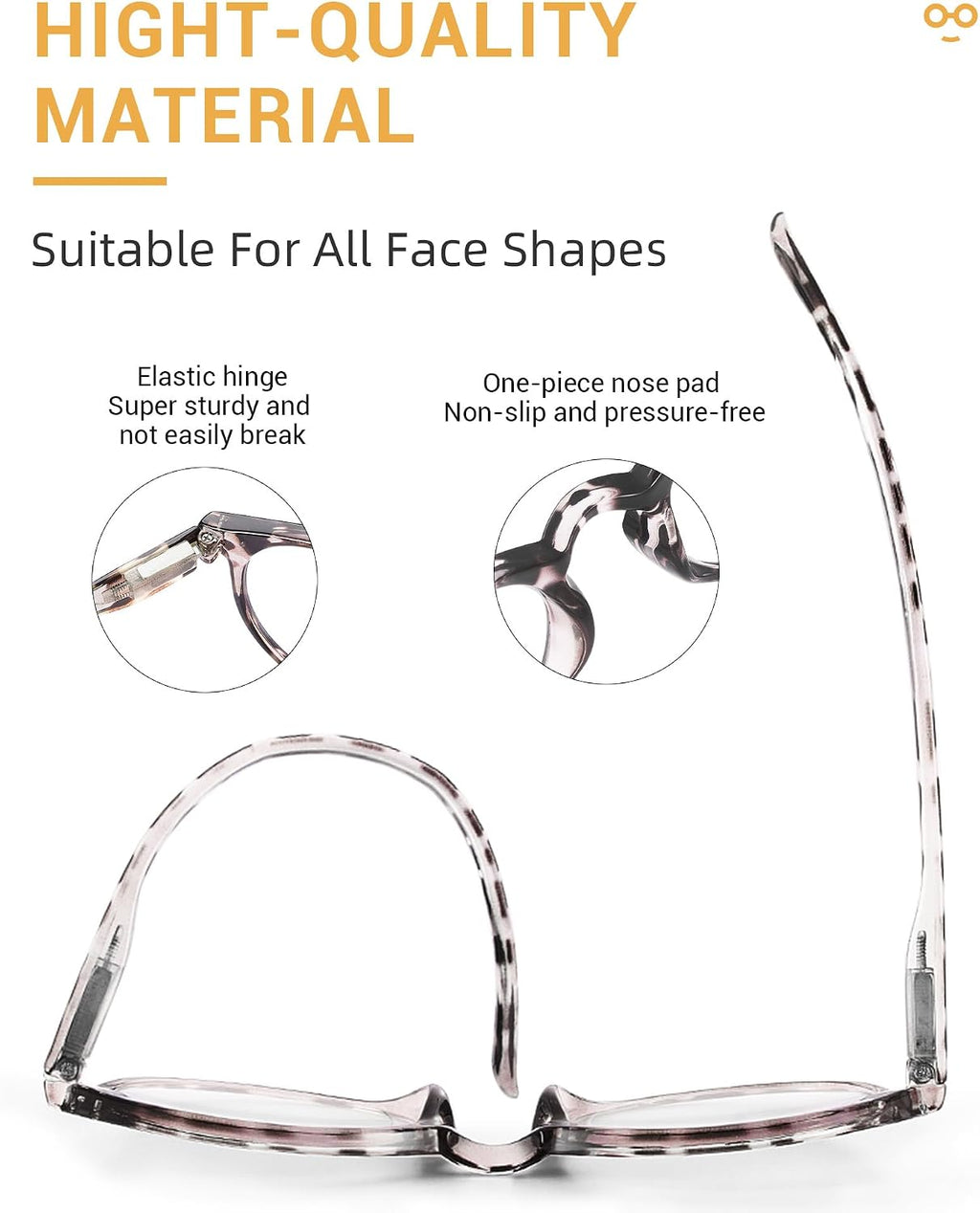 5 Pack Reading Glasses For Women/Men-Blue Light Blocking Computer Reader w/Round Frame - Retro Clear Lens Fake