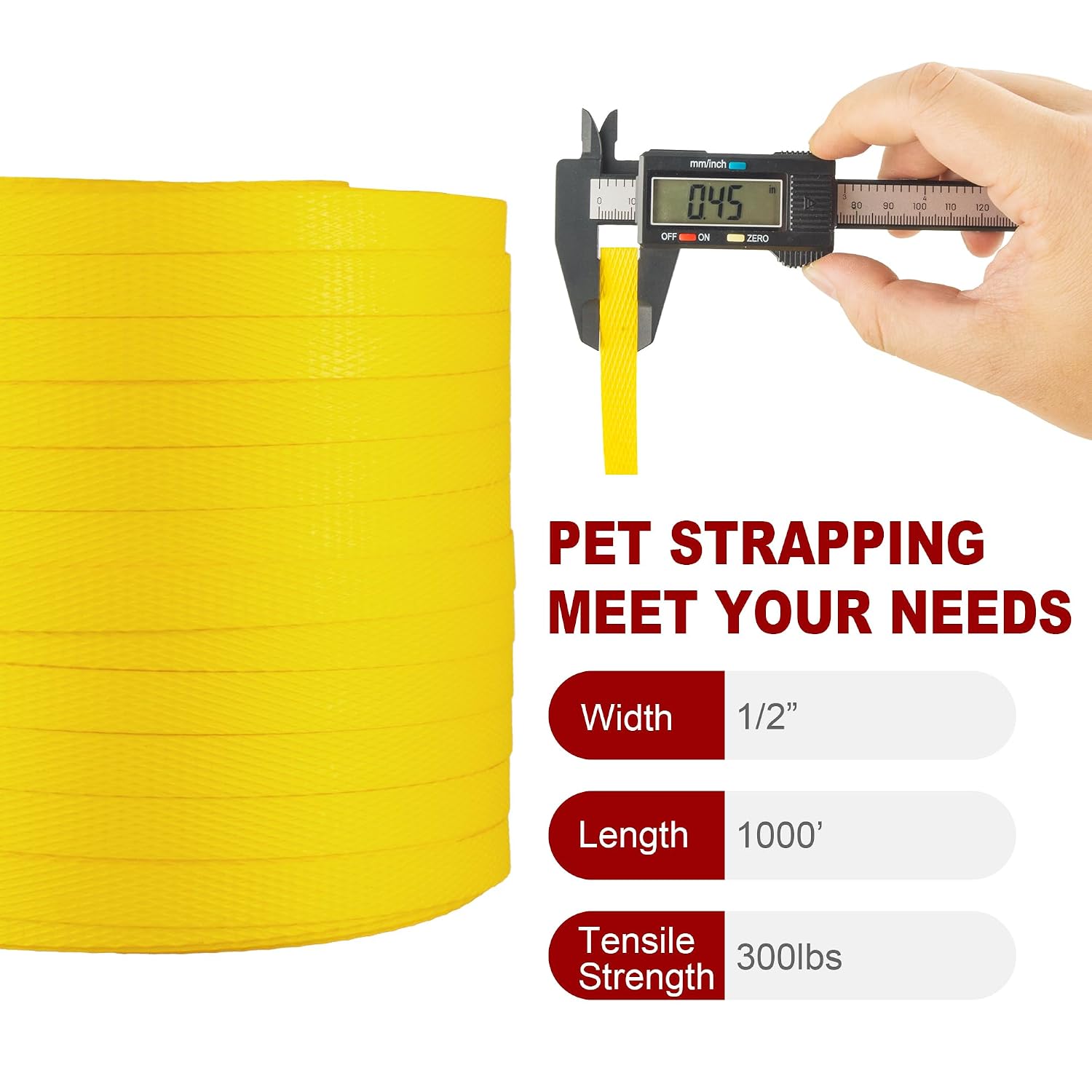 Heavy Duty Packaging Banding Strapping Kit - Upgraded Poly Strapping Tensioner Tool Set with 1000' Length x 1/2" Wide