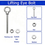 ANPTGHT 1/4" x 4" Eye Bolts with Washers＆Nuts (5 Pack)