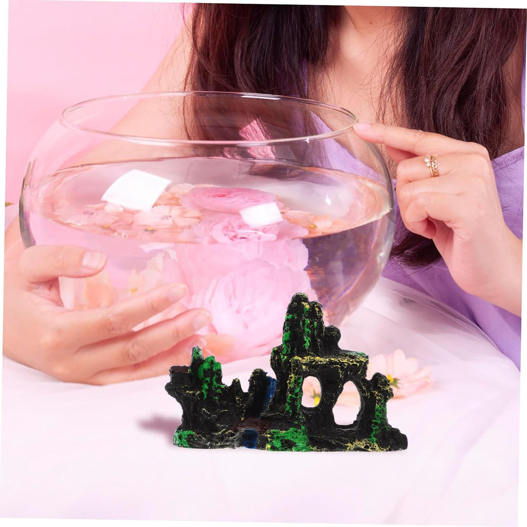 Large Fish Tank Decoration Resin Rock Aquarium Ornament with Water Design for Betta Fish and Shrimp Versatile Crab