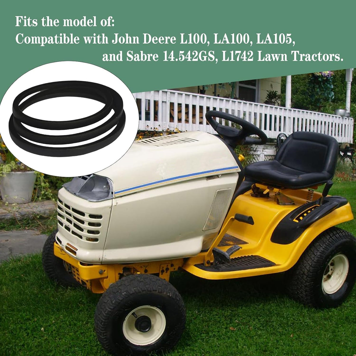 GX22036 Lawn Mower Drive Belt for John Deere L100 LA100 LA105 Sabre 14.542GS L1742 Replaces GX20241 M131236 754-0238 582778701 V Belt 1/2" x 92"