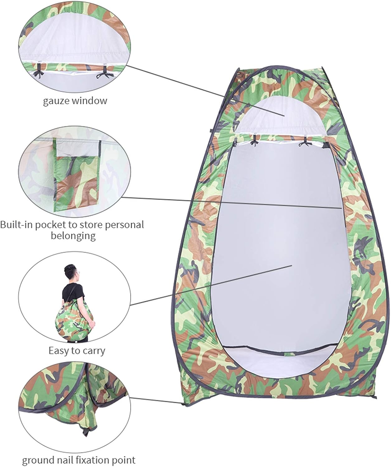 Pop Up Privacy Tent - Portable Outdoor Shower Tent for Camping, Hiking, Beach & Picnic