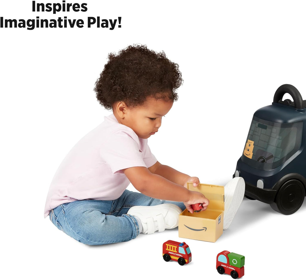 Amazon Delivery Van, for Ages 2+, Ride and Deliver Truck for Kids, Under Seat Storage, Ergonomic Seat, Includes 3