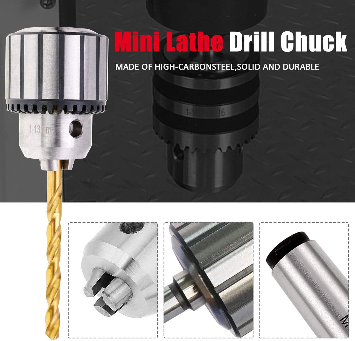 KingTool 4-Piece 1/2-Inch Drill Chuck Set with Key and Morse Taper Arbors