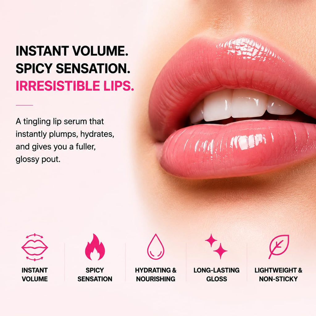 Spicy Lip Plumper, Hydrating Lip Volumizer Serum & Gloss