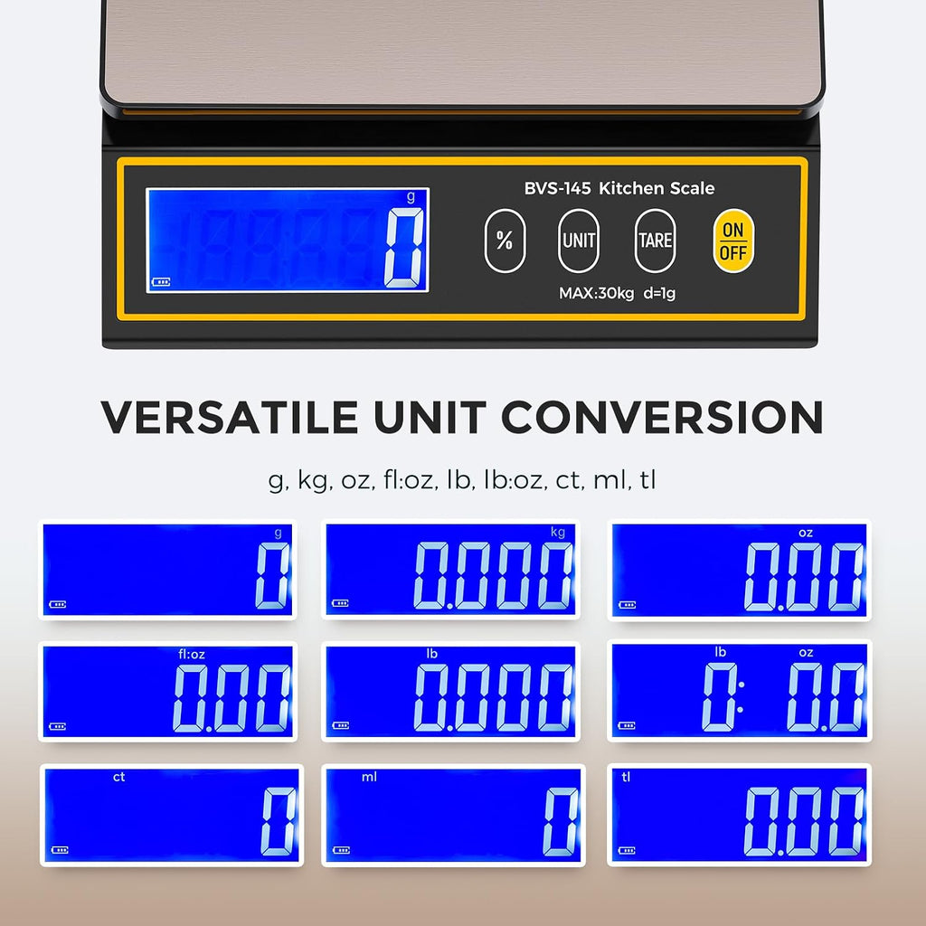 Baking Scale with Percentage Weighing Function 66lb/ 30kg Large Digital Kitchen Scale for Candle, Soap and Sourdough