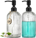 2PACK 18Oz Simple Glass Soap Dispensers with Black Rust Proof Pump | Refillable Kitchen soap Dispenser with Vertical