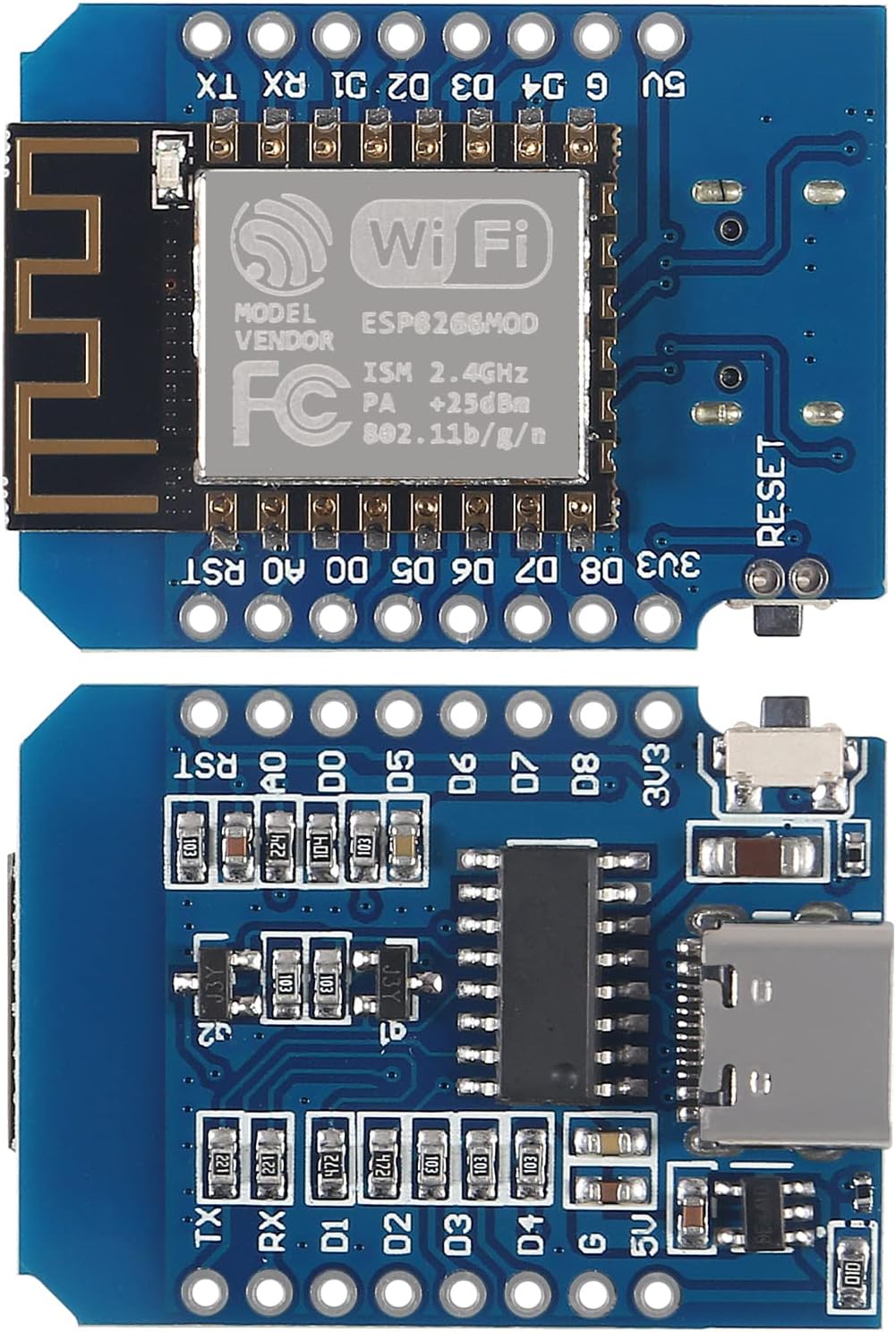 6 Pieces Development Board D1 MINI Type-C USB NodeMcu Mini Wireless D1 Module for ESP8266 ESP-12F 4M Bytes WLAN WiFi Internet Development Board Compatible with Arduino