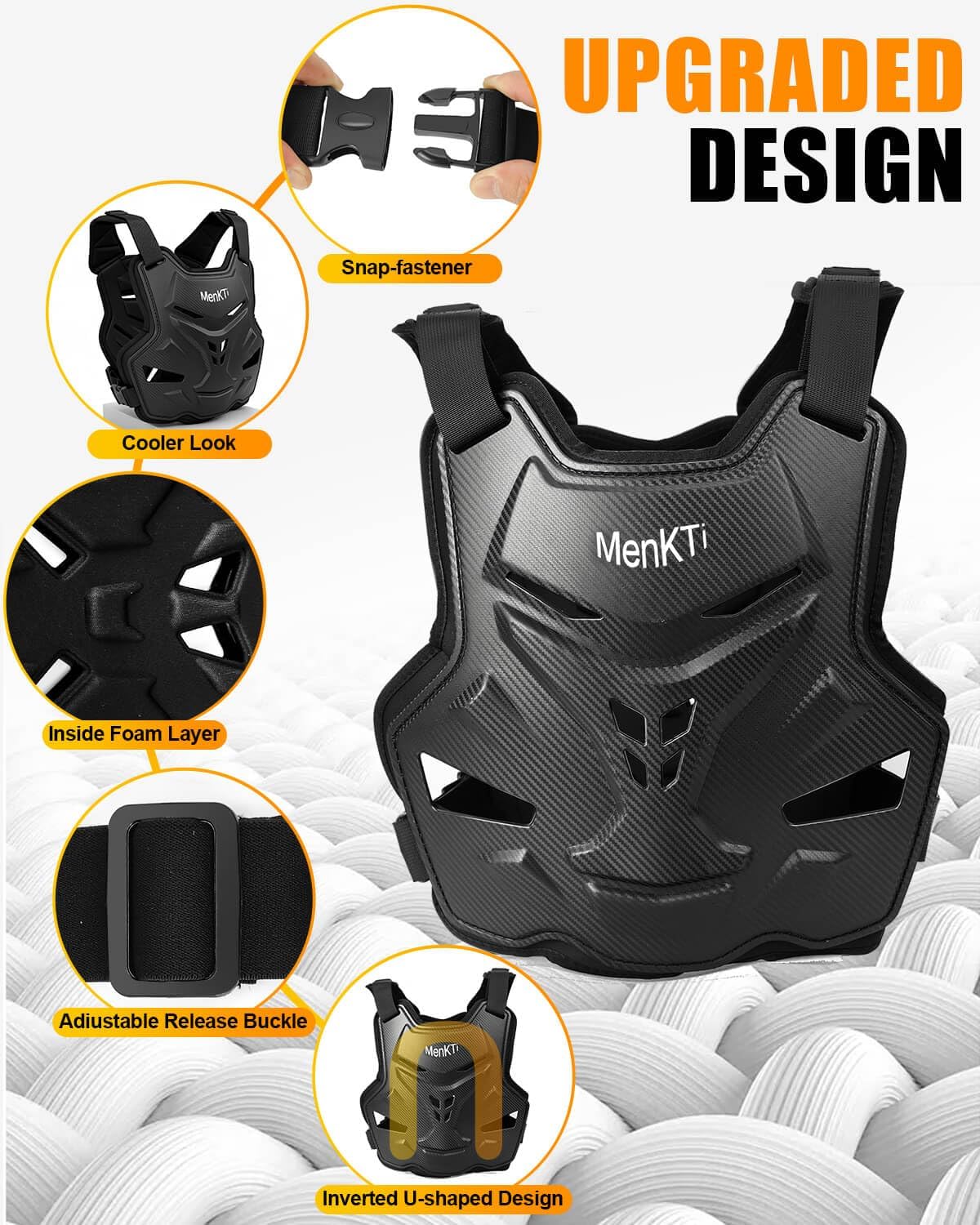 Adults Protective Armor Vest for Motocross Cycling，Dirt Bike Gear for Man, Back Chest Protector for ATV MTB