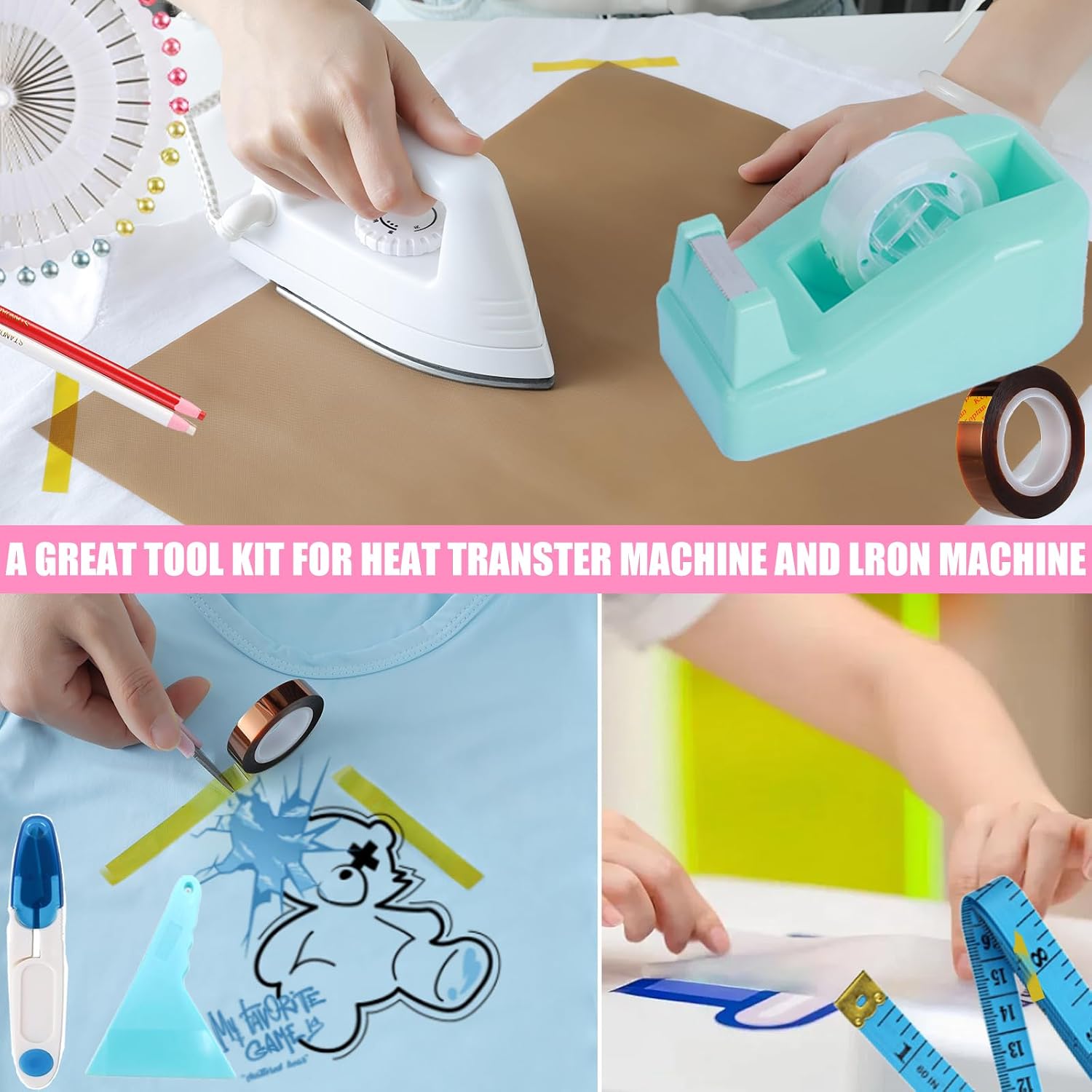 Sublimation Shirts Tool Kits With 8 T Shirt rulers, 3Pack Teflon Sheet for Heat Press 12*16in, Heat Resistant Gloves