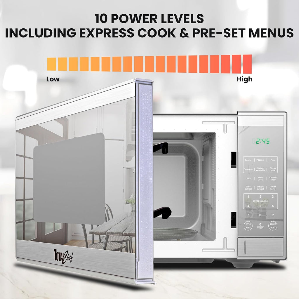 0.9 Cu Ft Microwave Oven – Compact Countertop Kitchen Appliance, Small Stainless Steel Microwave with Digital Touch