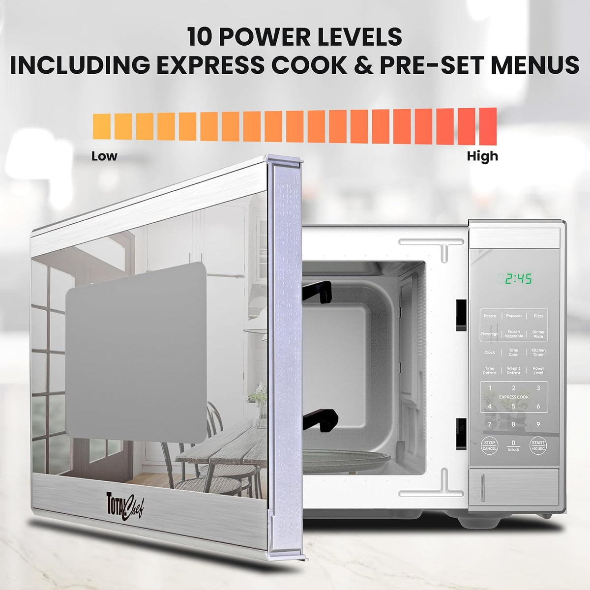 0.9 Cu Ft Microwave Oven – Compact Countertop Kitchen Appliance, Small Stainless Steel Microwave with Digital Touch