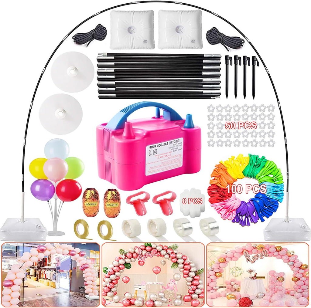 Balloon Arch Kit and Balloon Pump, 9Ft Tall & 10Ft Wide Adjustable Balloon Arch Stand Kit with Electric Pump