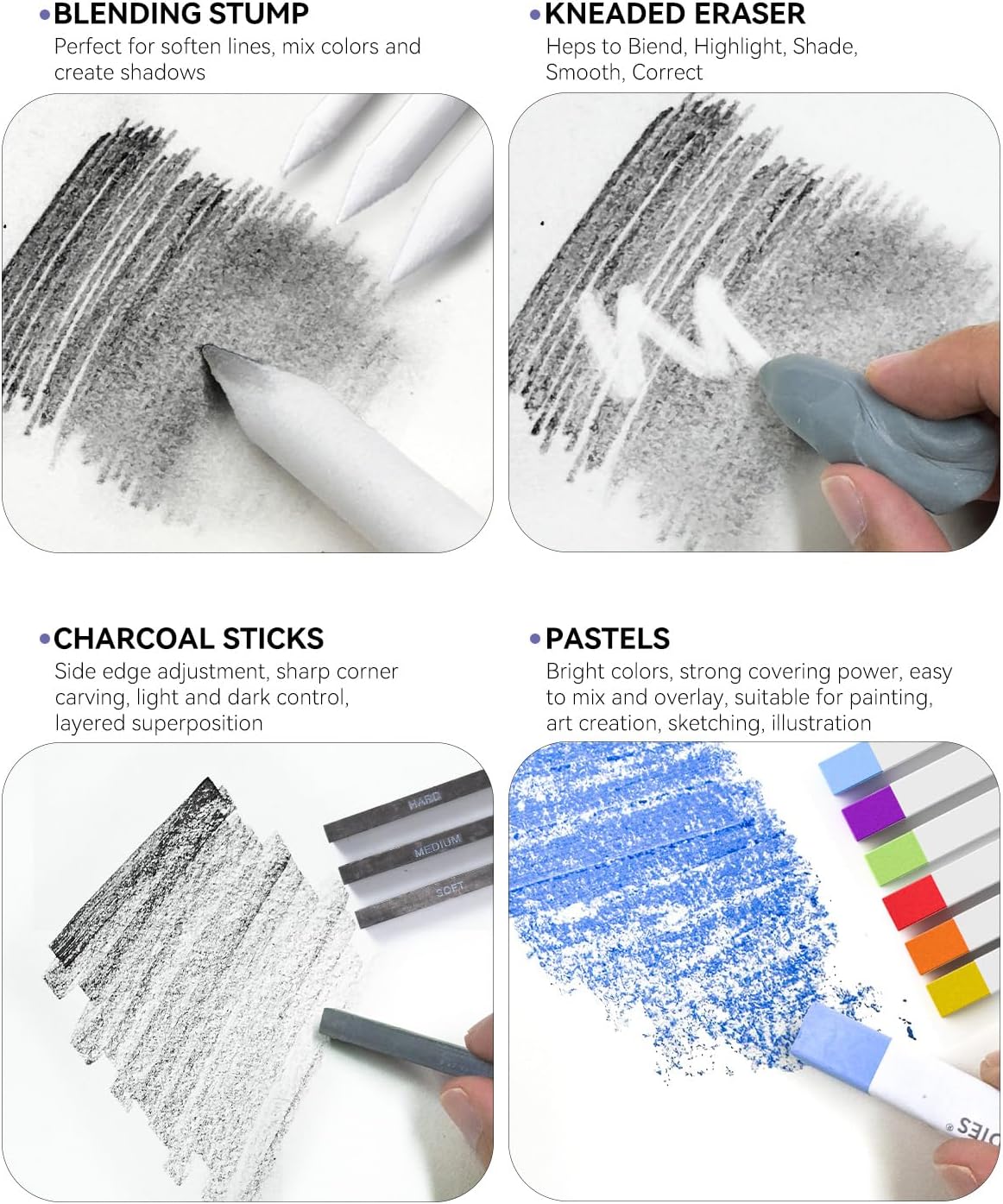 73PCS Advanced Art Supplies Drawing Kit with Fineliner Pens, Mechanical Pencils, 3-Color Sketchbook, Charcoal