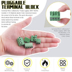 32Pcs 9 Type Pluggable Terminal Blocks Connector Socket, 5mm/0.2inch Pitch PCB Mount Screw Male Female Connectors(2/3/4/5/6/7/8/9 Pins)