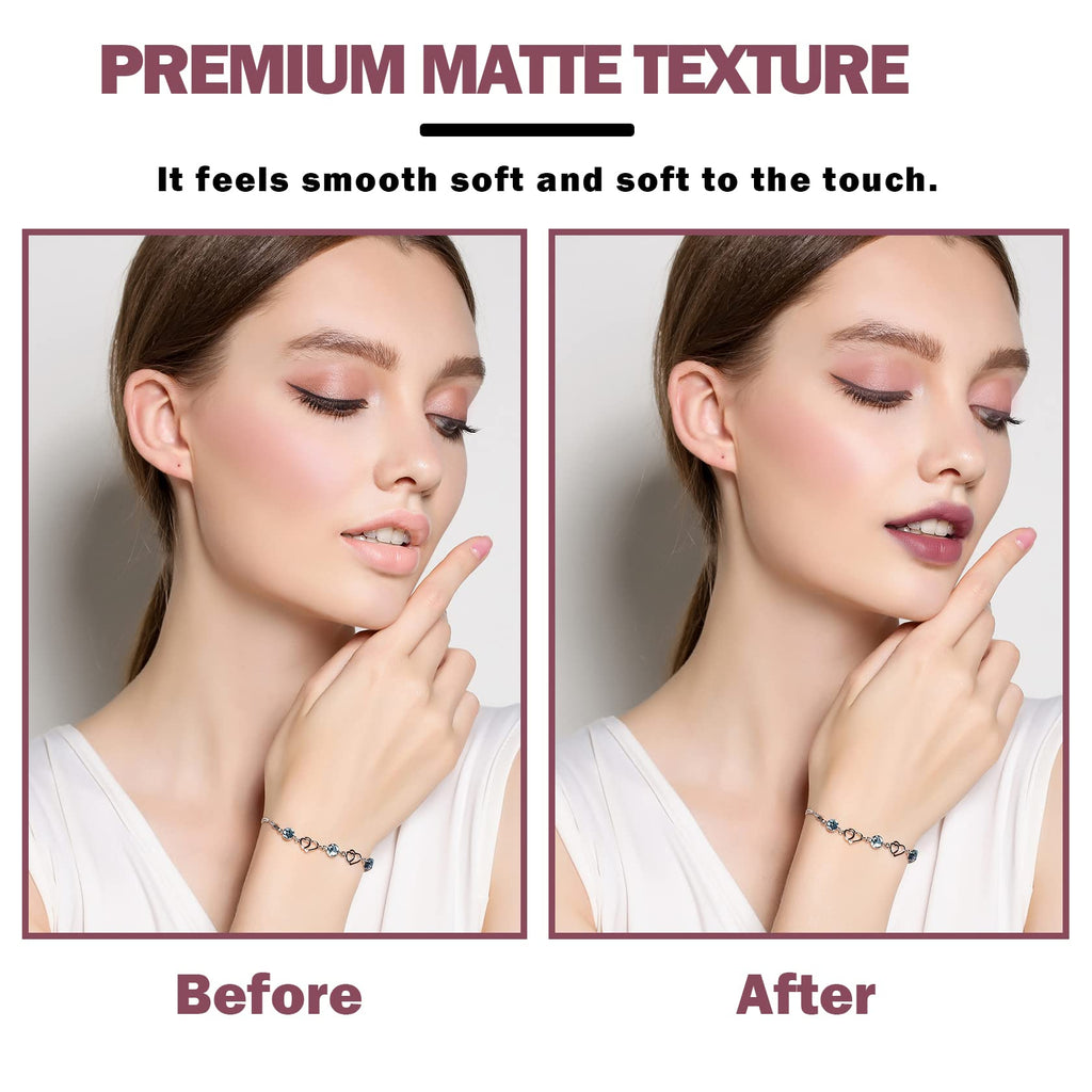 Matte Nude Lipstick, Waterproof Long Lasting for Women, 06 Rose Bean Paste
