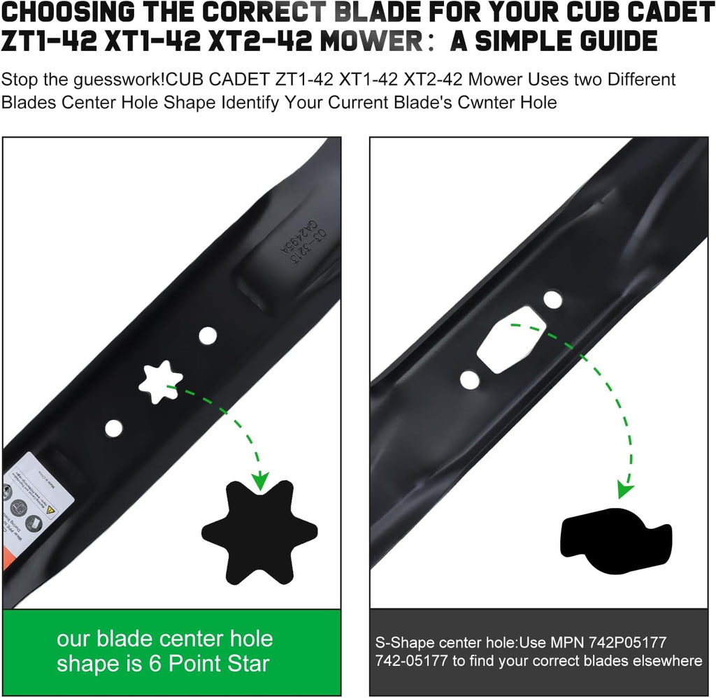 42 inch Deck Mower Blades for Cub Cadet Troy Bilt Pony 942-04308 | Fit 942-04308A Replacement,Bronco Mustang XT1