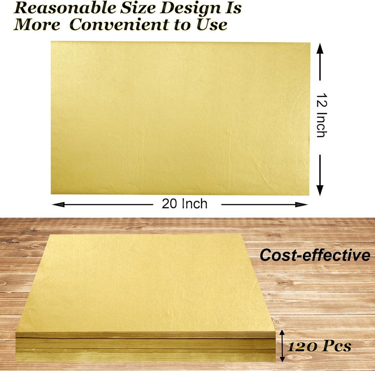 120 Sheet Gold Tissue Paper HMUIKFRY 20x12 Inch Wrapping Paper