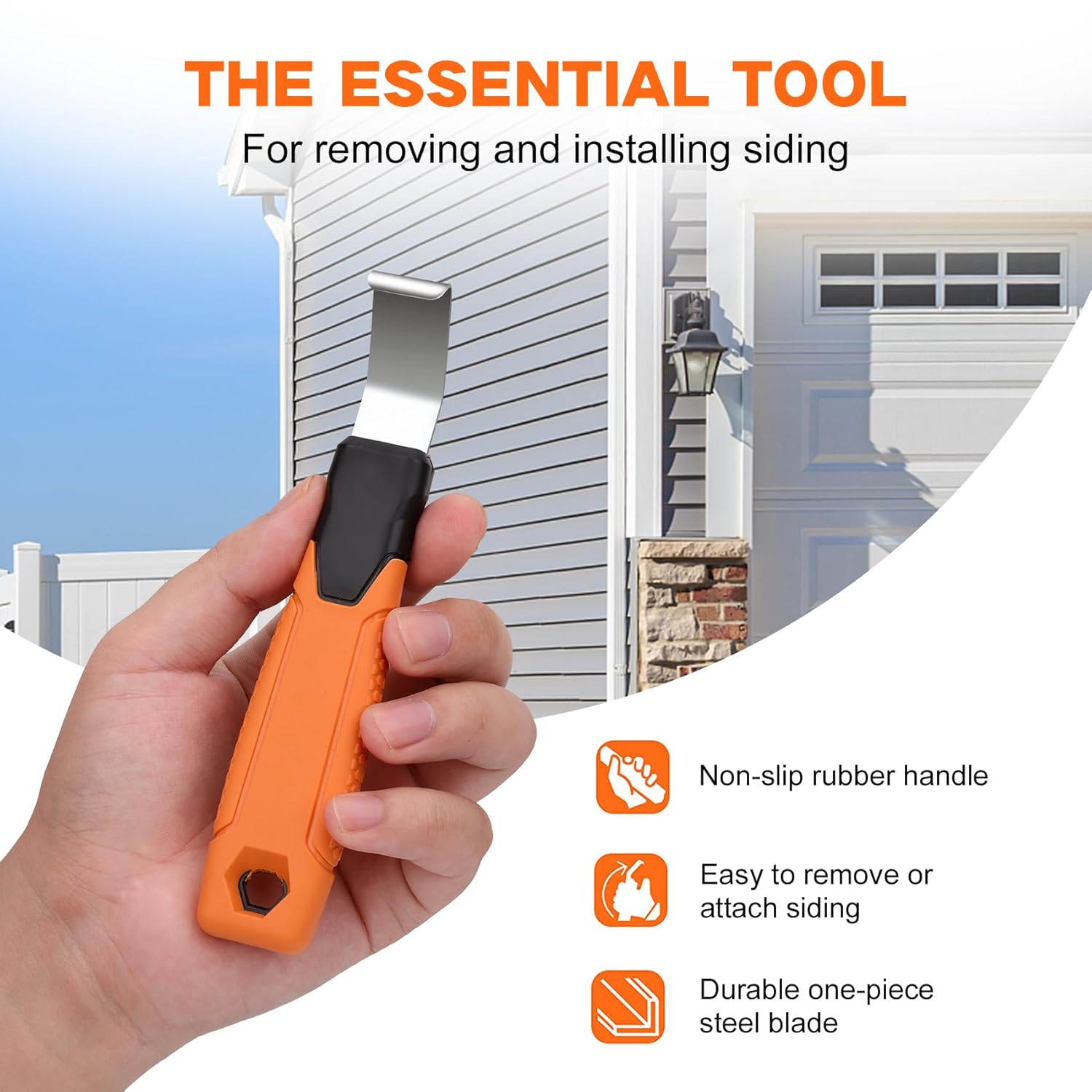 Vinyl Siding Removal Tool with Extra Long Handle- Steel Blade Non-Slip Grip Handle for Installation and Removal Tool