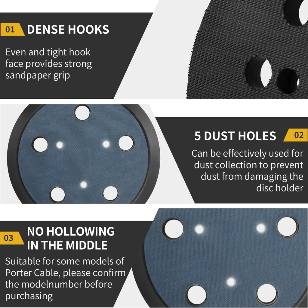 Gnellkoor Orbital Sander Pad Replacement for Porter Cable 333, 3 Pack