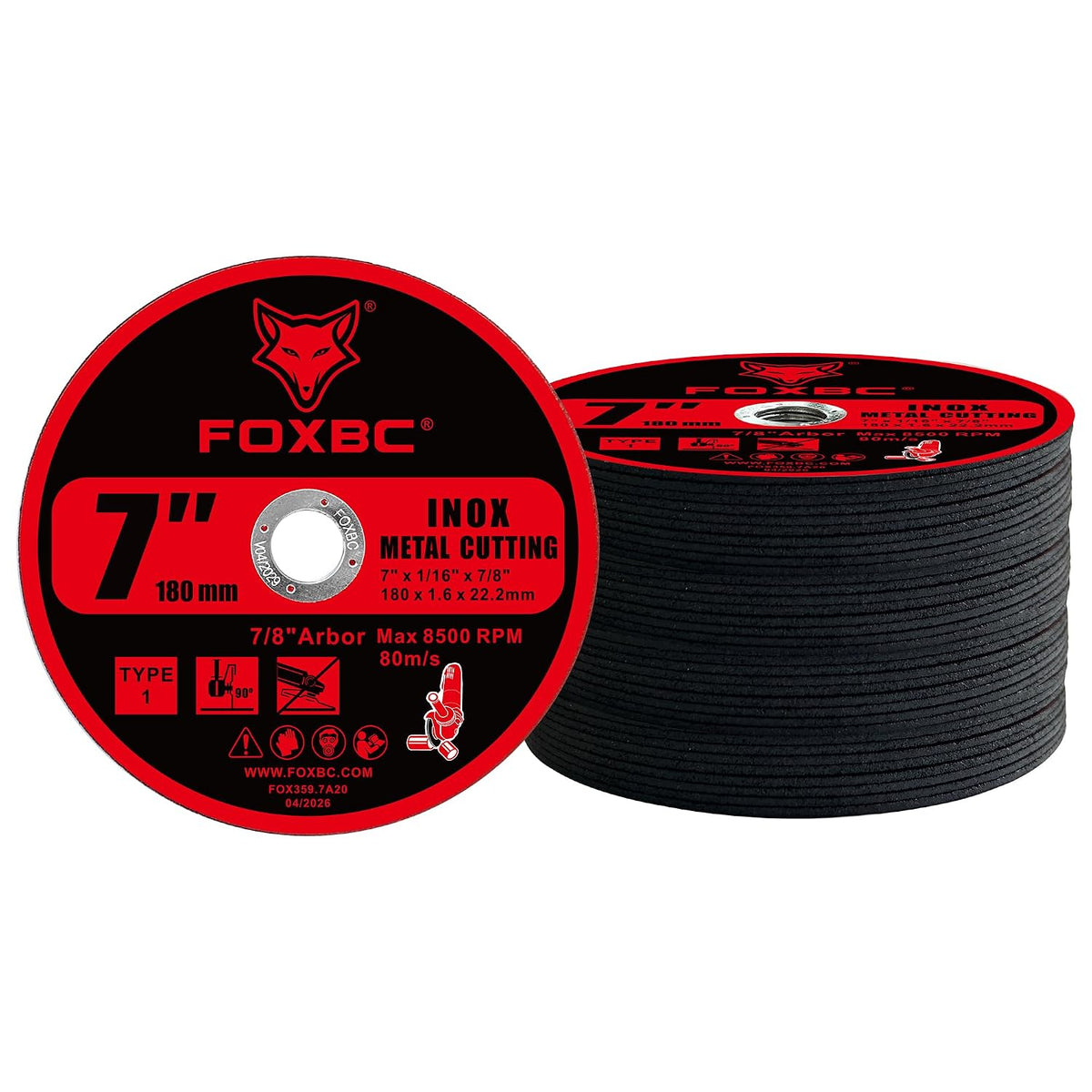 FOXBC 7 Inch Metal Cut Off Wheel Disc, 7" x 1/16" x 7/8" - 20 Pack